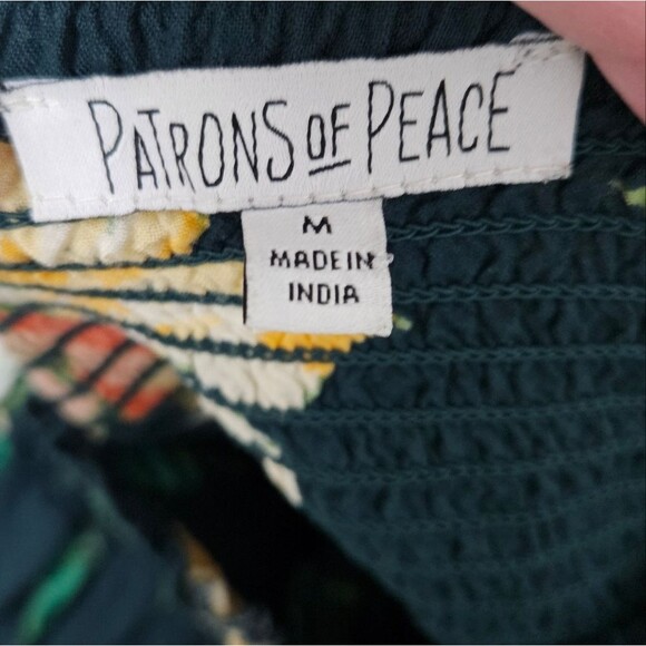 Patrons of Peace Tropical Jumpsuit Women's Med Green Smocked Top Cropped Rayon* - Picture 3 of 10